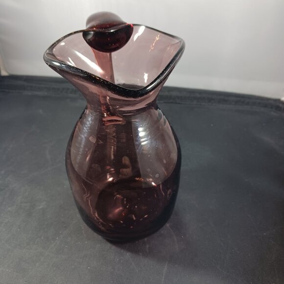 Vintage Amethyst Blown Glass Creamer Small Pitcher - Picture 3 of 10